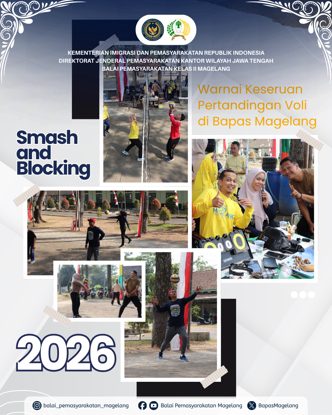 Semarak Kemerdekaan: Smash dan Blocking Warnai Keseruan Pertandingan Voli di Bapas Magelang